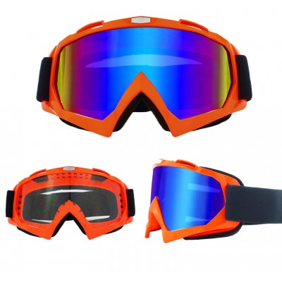 Очки лыжные |8160| Оранжевая оправа с зеркальными линзами | Горнолыжная маска SKI Фото 1 