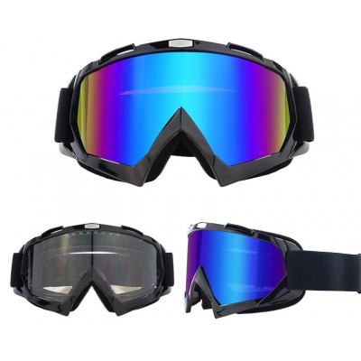 Очки лыжные |8154| Чёрная оправа с зеркальными линзами | Горнолыжная маска SKI Фото 1 