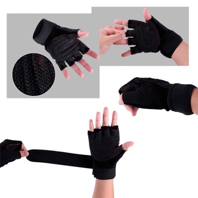 Перчатки без пальцев ( CRG01-8307 ) для воркаута Цвет: Чёрный Фото 5 